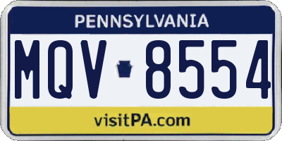 PA license plate MQV8554