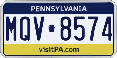PA license plate MQV8574