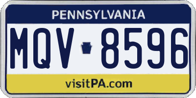 PA license plate MQV8596