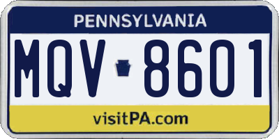 PA license plate MQV8601
