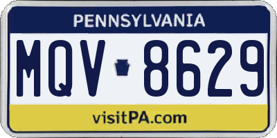 PA license plate MQV8629