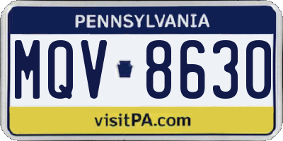 PA license plate MQV8630