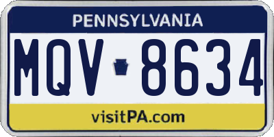 PA license plate MQV8634