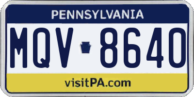 PA license plate MQV8640