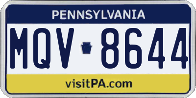 PA license plate MQV8644