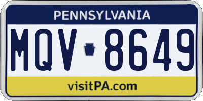 PA license plate MQV8649