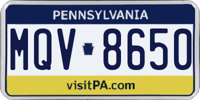 PA license plate MQV8650