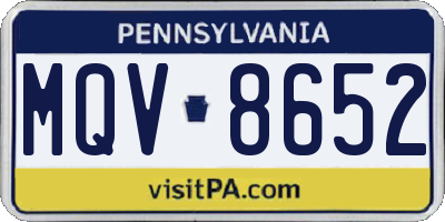 PA license plate MQV8652