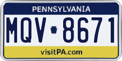PA license plate MQV8671