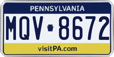 PA license plate MQV8672