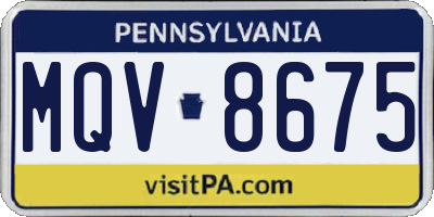 PA license plate MQV8675