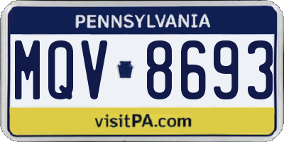 PA license plate MQV8693