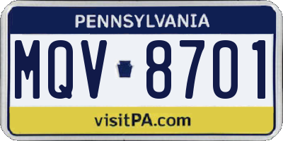 PA license plate MQV8701