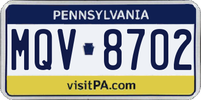 PA license plate MQV8702