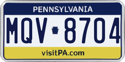 PA license plate MQV8704