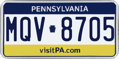 PA license plate MQV8705