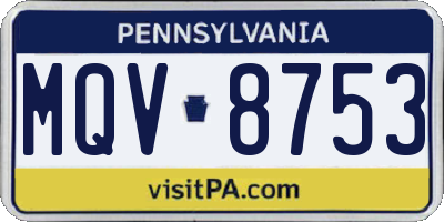 PA license plate MQV8753