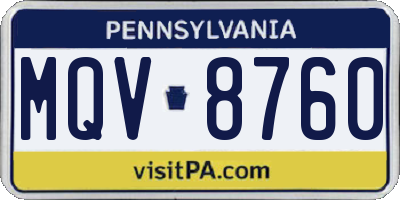 PA license plate MQV8760