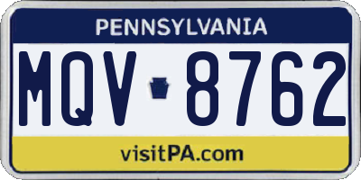 PA license plate MQV8762