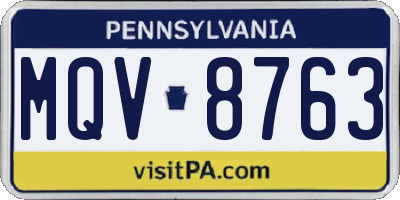 PA license plate MQV8763