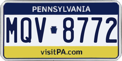 PA license plate MQV8772
