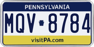 PA license plate MQV8784