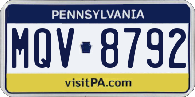 PA license plate MQV8792
