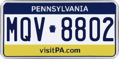 PA license plate MQV8802