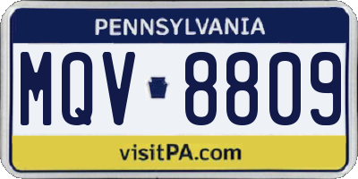 PA license plate MQV8809