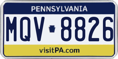 PA license plate MQV8826