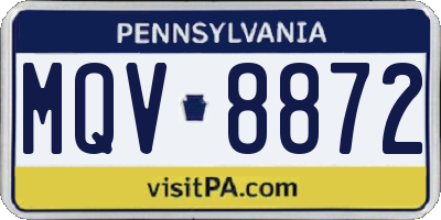 PA license plate MQV8872