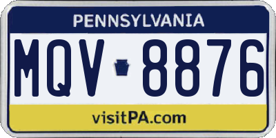 PA license plate MQV8876