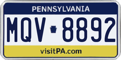 PA license plate MQV8892