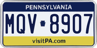 PA license plate MQV8907