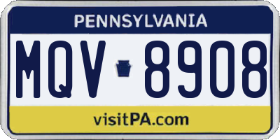 PA license plate MQV8908
