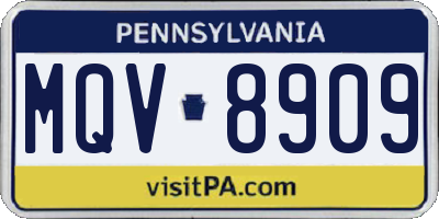 PA license plate MQV8909