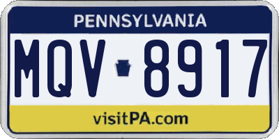 PA license plate MQV8917