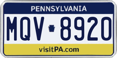 PA license plate MQV8920