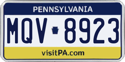 PA license plate MQV8923