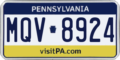 PA license plate MQV8924