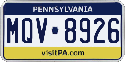 PA license plate MQV8926