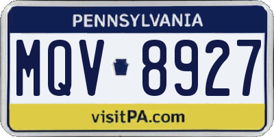 PA license plate MQV8927