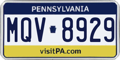 PA license plate MQV8929