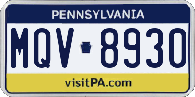 PA license plate MQV8930