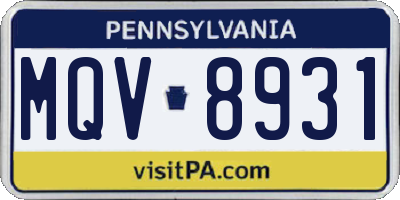 PA license plate MQV8931