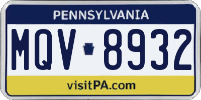 PA license plate MQV8932