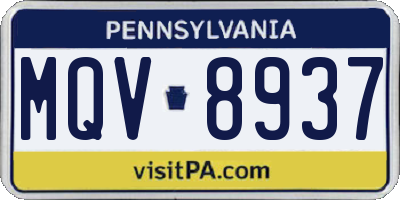 PA license plate MQV8937