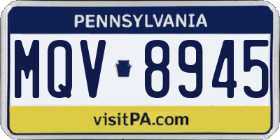 PA license plate MQV8945