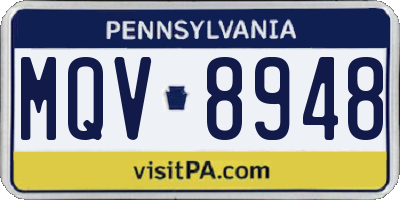 PA license plate MQV8948