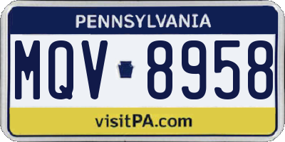 PA license plate MQV8958
